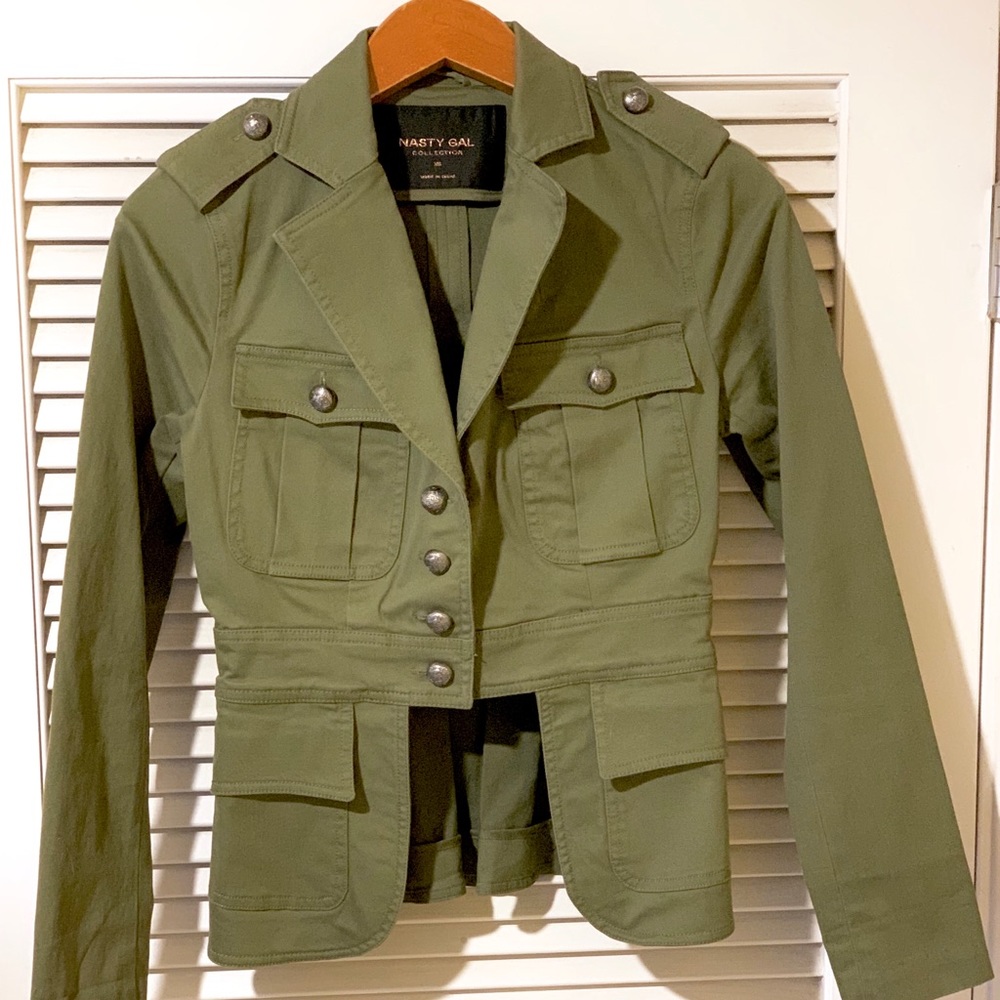 NWOT NASTY GAL COLLECTION Green Military Jacket XS